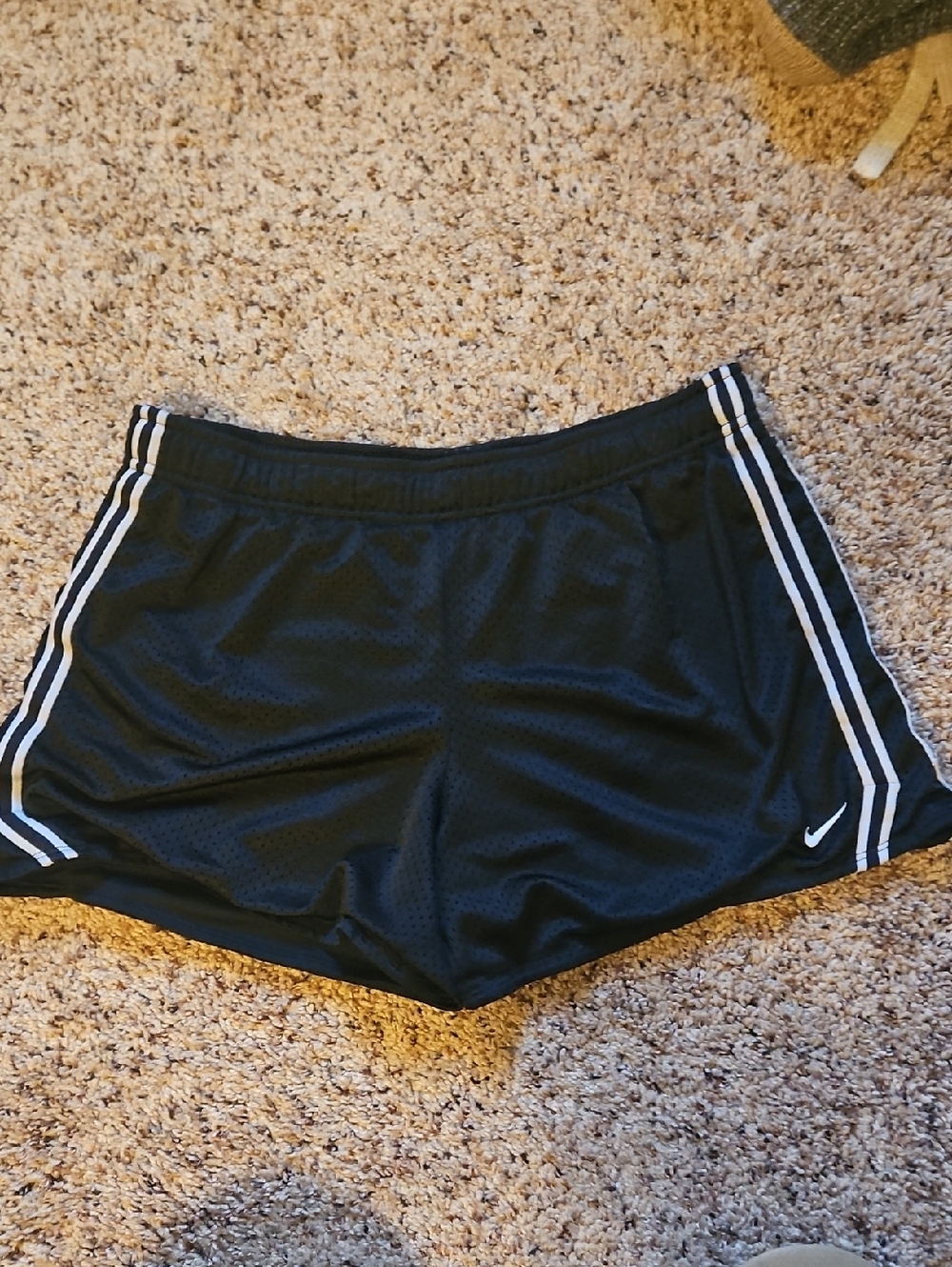 Nike Black Athletic Mesh Shorts with White Side Stripes YOUTH XL/Woman's S